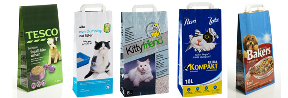 Block Bottom SOS Paper Bags for Pet food and Catlitter