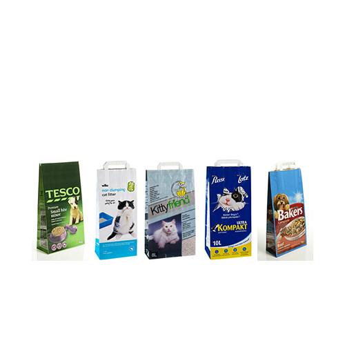 Block Bottom SOS Paper Bags for Pet food and Catlitter